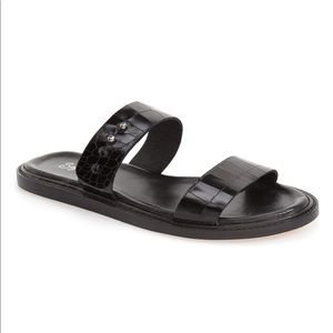 Seychelles Interstate Black Croc Embossed Sandals